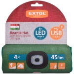 EXTOL Sapka kivehető LED homloklámpával, 4×45 Lumen, tölthető Li-ion akkumulátor, PIROS-FEHÉR-ZÖLD - Image 2