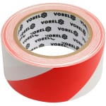 VOREL Jelzőszalag (jelölőszalag), PVC, öntapadós, piros-fehér, 48mm×33m