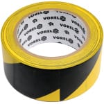 VOREL Jelzőszalag (jelölőszalag), PVC, öntapadós, fekete-sárga, 48mm×33m
