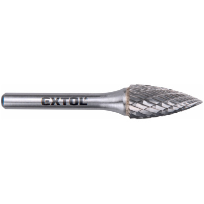 EXTOL Keményfém maró (turbómaró) 12x25 mm, 6 mm szár, íves / hegyes, keresztfogazás