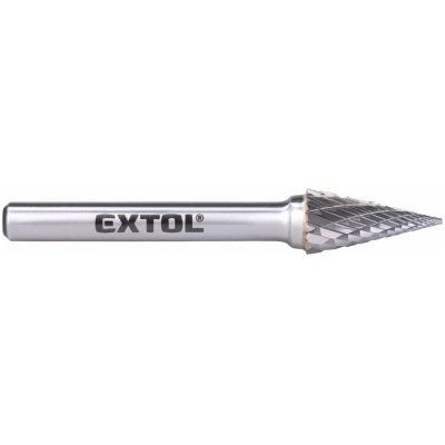 EXTOL Keményfém maró (turbómaró) 10x20 mm, 6 mm szár, kúpos / hegyes, keresztfogazás