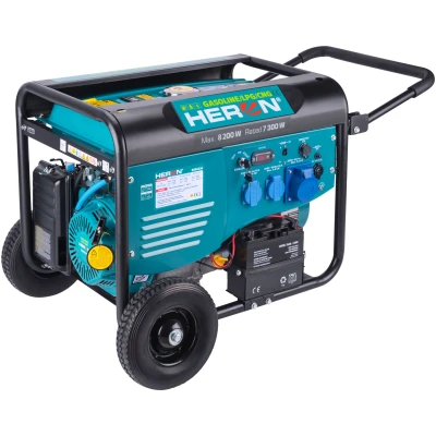 HERON Benzin-gázmotoros áramfejlesztő, 8000 VA, 230 V, ATS előkészítéssel