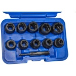 Rászorult/külső sérült csavar leszedő légkulcsfej készlet, 1/2", 11 darabos
