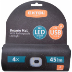 EXTOL Sapka kivehető LED homloklámpával, 4×45 Lumen, tölthető Li-ion akkumulátor, FEKETE - Image 2