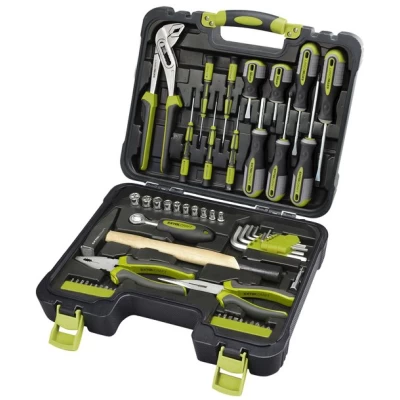 EXTOL Szerszámkészlet 57 részes, 1/4" dugófej (4-13mm), racsnis kar, fogók, csavarhúzók, imbuszok, bitek