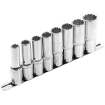 EXTOL Dugókulcs készlet 1/2", hosszított Multi Lock, 8 részes, tartó sínen (10-22 mm)