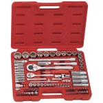 GENIUS Dugókulcs készlet bit fejekkel 1/4" és 1/2" metrikus 6 és 12 lapú 87 darabos, hosszú és normál