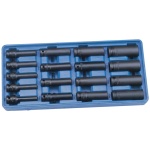 GENIUS Gépi dugókulcs készlet 1/2" metrikus 12 lapú 8-24 mm 17 darabos, hosszú, keskenyített