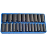 GENIUS Gépi dugókulcs készlet 1/2" metrikus 6 lapú 8-36 mm 24 darabos, hosszú