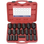 GENIUS Gépi dugókulcs készlet 3/4" metrikus 6 lapú 19-50 mm 21 darabos, hosszú