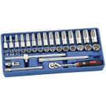 GENIUS Dugókulcs készlet 3/8" metrikus 12 lapú 35 részes, hosszú és normál