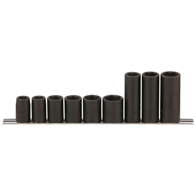 GENIUS Gépi dugókulcs készlet 1/2" metrikus 6 lapú 13-22 mm 9 darabos, hosszú és normál
