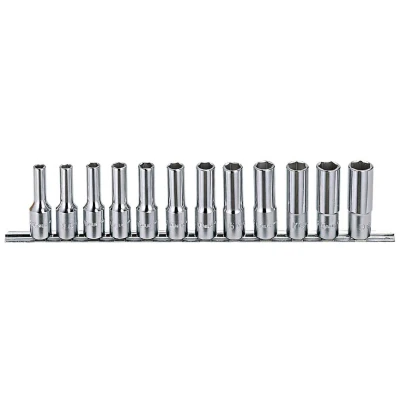 GENIUS Dugókulcs készlet 1/2″ metrikus 6 lapú 8-19 mm, 12 darabos, hosszú