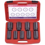 GENIUS Gépi dugókulcs készlet 3/4" metrikus 6 lapú 26-38 mm 9 darabos, hosszú