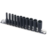 GENIUS Gépi dugókulcs készlet 1/4" metrikus 6 lapú 4-13 mm 11 darabos, hosszú