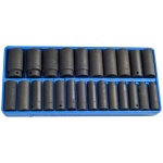 GENIUS Gépi dugókulcs készlet 1/2" metrikus 6 lapú 8-32 mm 24 darabos, hosszú