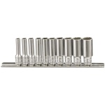 GENIUS Dugókulcs készlet 1/4″ colos 12 lapú 10 darabos, hosszú