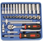 GENIUS Dugókulcs készlet  1/4" metrikus 12 lapú 30 részes, hosszú és normál