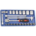 GENIUS Dugókulcs készlet 1/2" metrikus 12 lapú 8-32 mm, 23 részes, normál