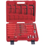 GENIUS Csavarhúzó és L-kulcs készlet, torx E+T típusú, 1/4" és 3/8" 56 darabos