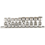 GENIUS Dugókulcs készlet  3/8" metrikus 12 lapú 10-19 mm, 10 darabos, csuklós