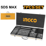 INGCO Kőzetfúró és vésőszár készlet 7 részes SDS-Max - Image 2