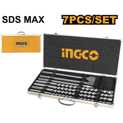 INGCO Kőzetfúró és vésőszár készlet 7 részes SDS-Max
