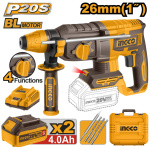 INGCO Akkus kombikalapács 2,5 J SDS-Plus szénkefe nélküli 20 V (2 x 4,0 Ah akku + töltő)