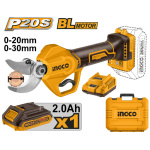 INGCO Akkus metszőolló 25 mm szénkefe nélküli 20 V (1 x 2,0 Ah akku + töltő)