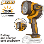 INGCO Akkus LED lámpa 2000 Lm 20 V (akku és töltő nélkül) - Image 2