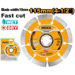 INGCO Gyémánt vágókorong 115 x 10 x 22,2 mm szegmentált