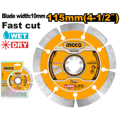 INGCO Gyémánt vágókorong 115 x 10 x 22,2 mm szegmentált