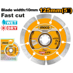 INGCO Gyémánt vágókorong 125 x 10 x 22,2 mm szegmentált