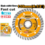 INGCO Gyémánt vágókorong 115 x 10 x 22,2 mm turbó - Image 2