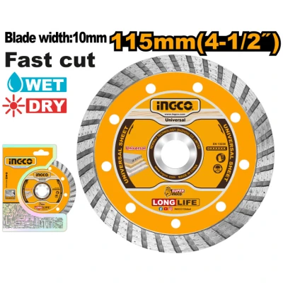 INGCO Gyémánt vágókorong 115 x 10 x 22,2 mm turbó