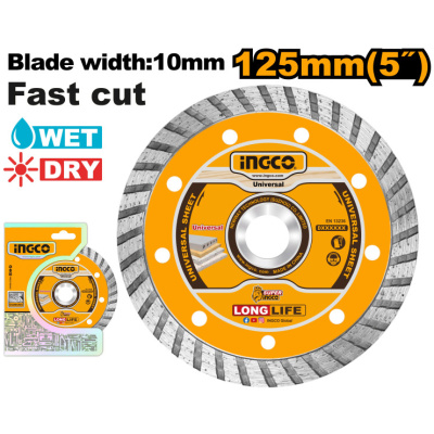 INGCO Gyémánt vágókorong 125 x 10 x 22,2 mm turbó