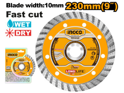 INGCO Gyémánt vágókorong 230 x 10 x 22,2 mm turbó