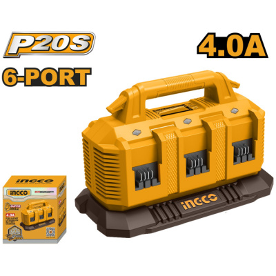 INGCO 6 soros szekvenciális akkumulátor töltő 4,0 A 20 V