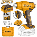 INGCO Akkus hőlégfúvó 550°C 20 V (1 x 4,0 Ah akku + töltő)