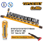INGCO Gépi dugókulcs készlet 10 részes 3/8" 8-19 mm CrMo - Image 2