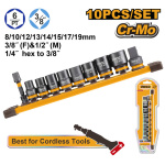 INGCO Gépi dugókulcs készlet 10 részes 3/8" 8-19 mm CrMo