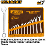 INGCO Csillag-villáskulcs készlet 12 részes 6-24 mm CrV