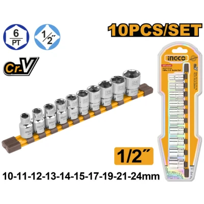 INGCO Dugókulcs készlet 10 részes 1/2" 10-24 mm CrV