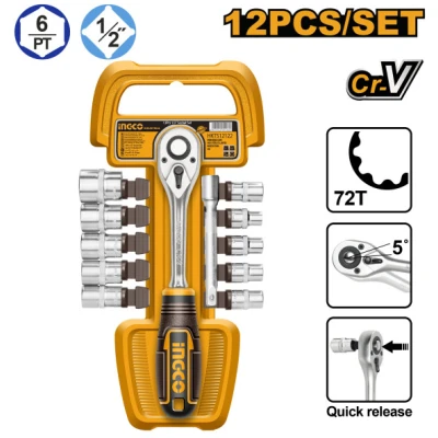 INGCO Dugókulcs készlet 12 részes 1/2" 10-24 mm CrV