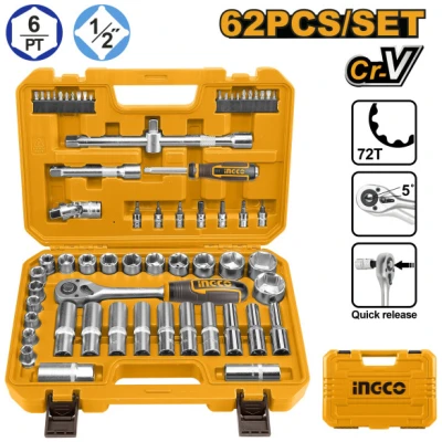 INGCO Dugókulcs készlet 62 részes 1/2" 10-32 mm CrV