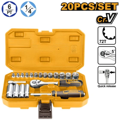 INGCO Dugókulcs készlet 20 részes 1/4" 4-14 mm CrV