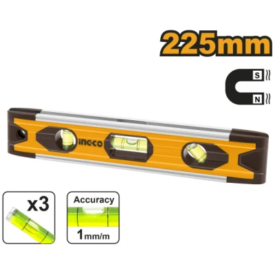 INGCO Mini vízmérték 225 mm 3 libella mágneses