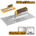 INGCO Fogazott glettvas 130 x 280 mm inox 10 x 10 mm lágy fogantyús