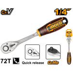 INGCO Racsnis hajtószár 1/4" 155 mm 72T CrV