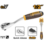 INGCO Racsnis hajtószár 1/2" 255 mm 72T hajlított CrV - Image 2
